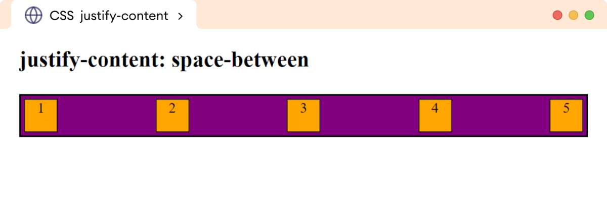 Example: CSS Justify Content 