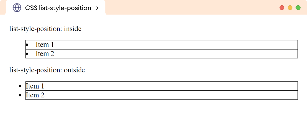 CSS List Style Position Example