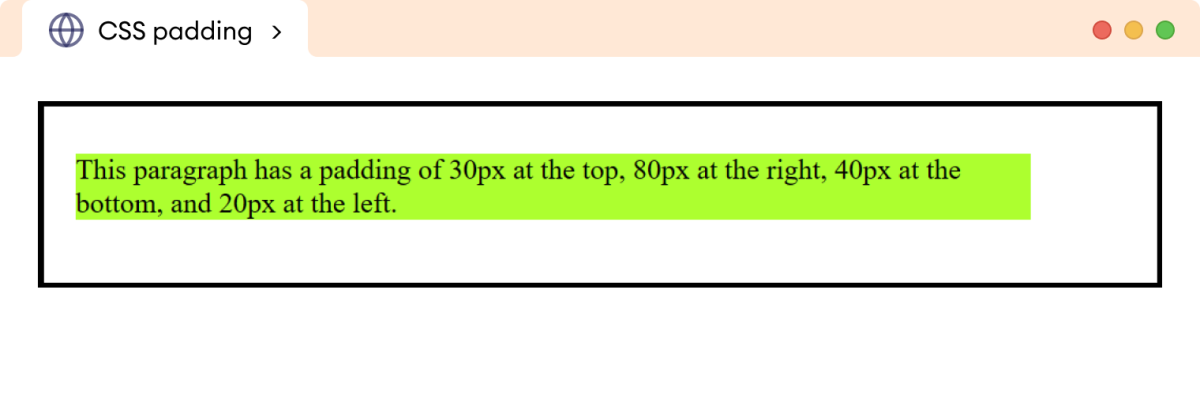 CSS Padding Individual Side Example