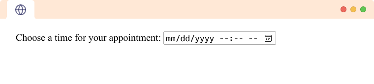 A closed Input Tag type datetime local