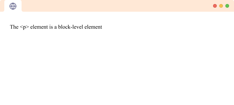 <p> tag is a block which takes up the entire horizontal space available