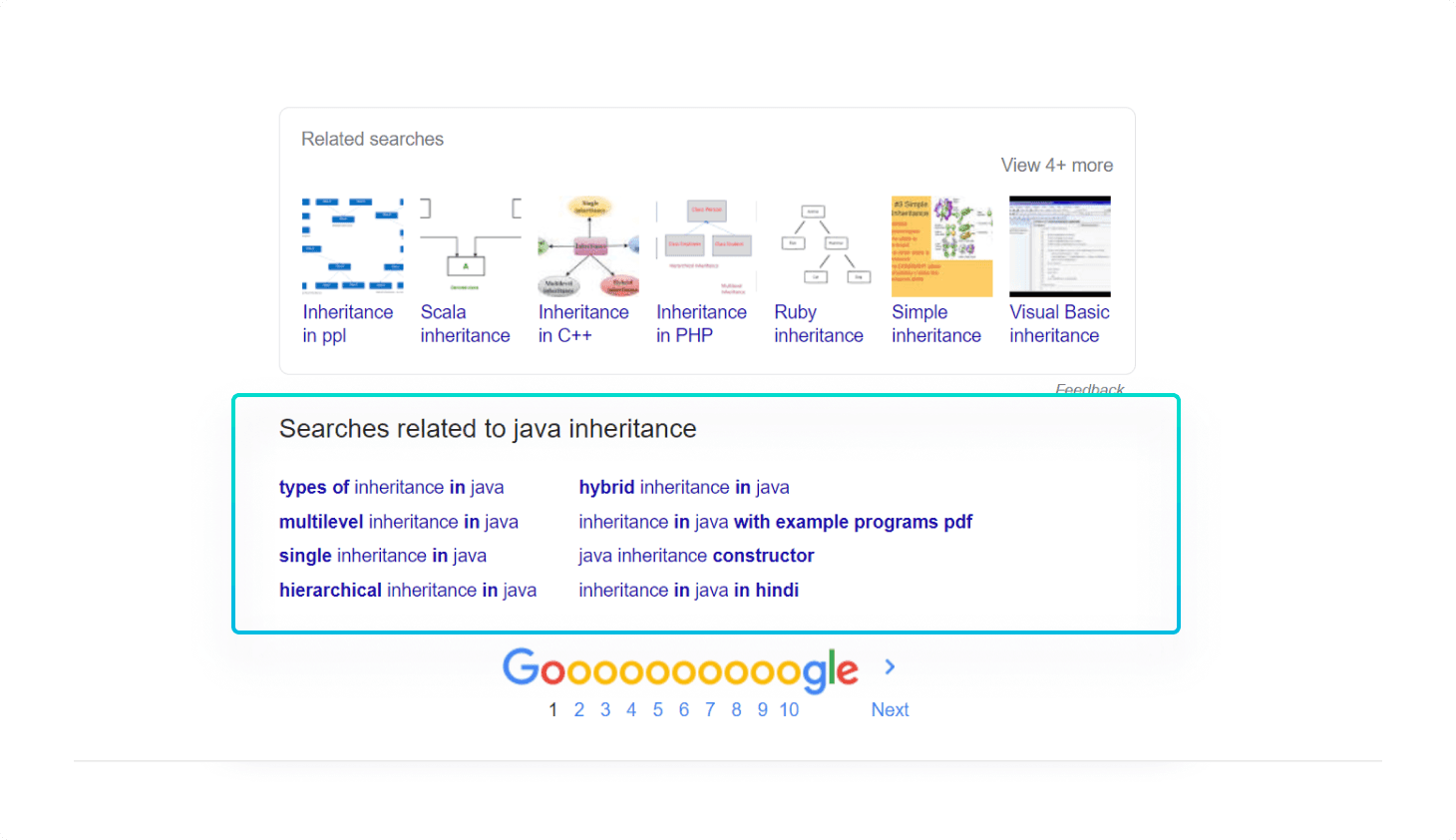 Showing related keyword in Search Related to Section for Java Inheritance