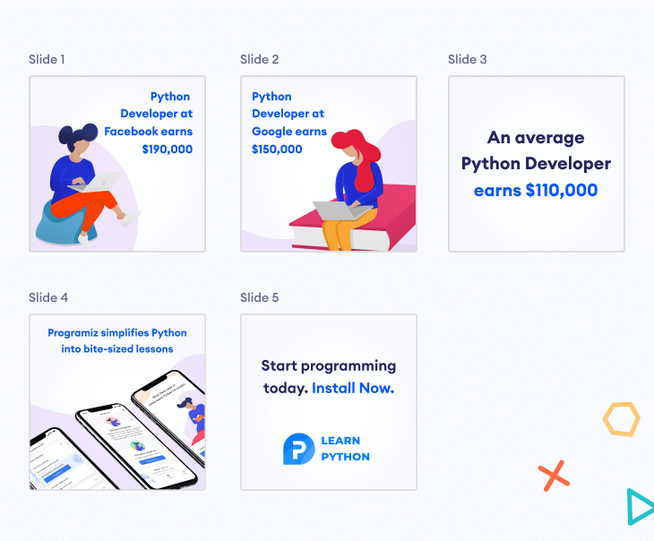 Final design of Programiz Carousel ad for Statistical Framing.